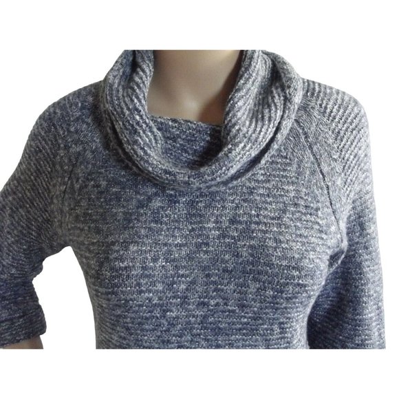 Jillian & Nicole PS Denim Blue White Marled Cowl Neck Sweater SP variegated yarn - Picture 2 of 9